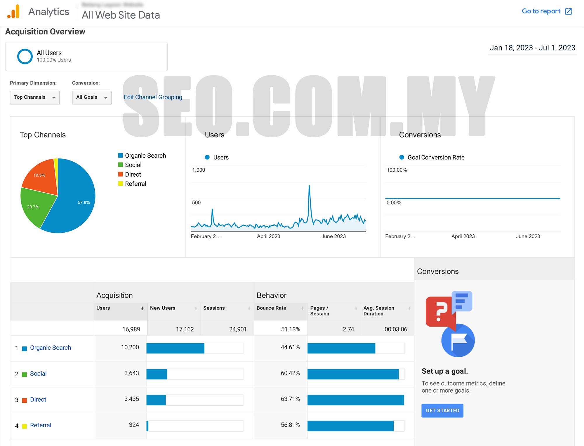 Resort & Hotel Industry SEO Case Study: analytics results chart