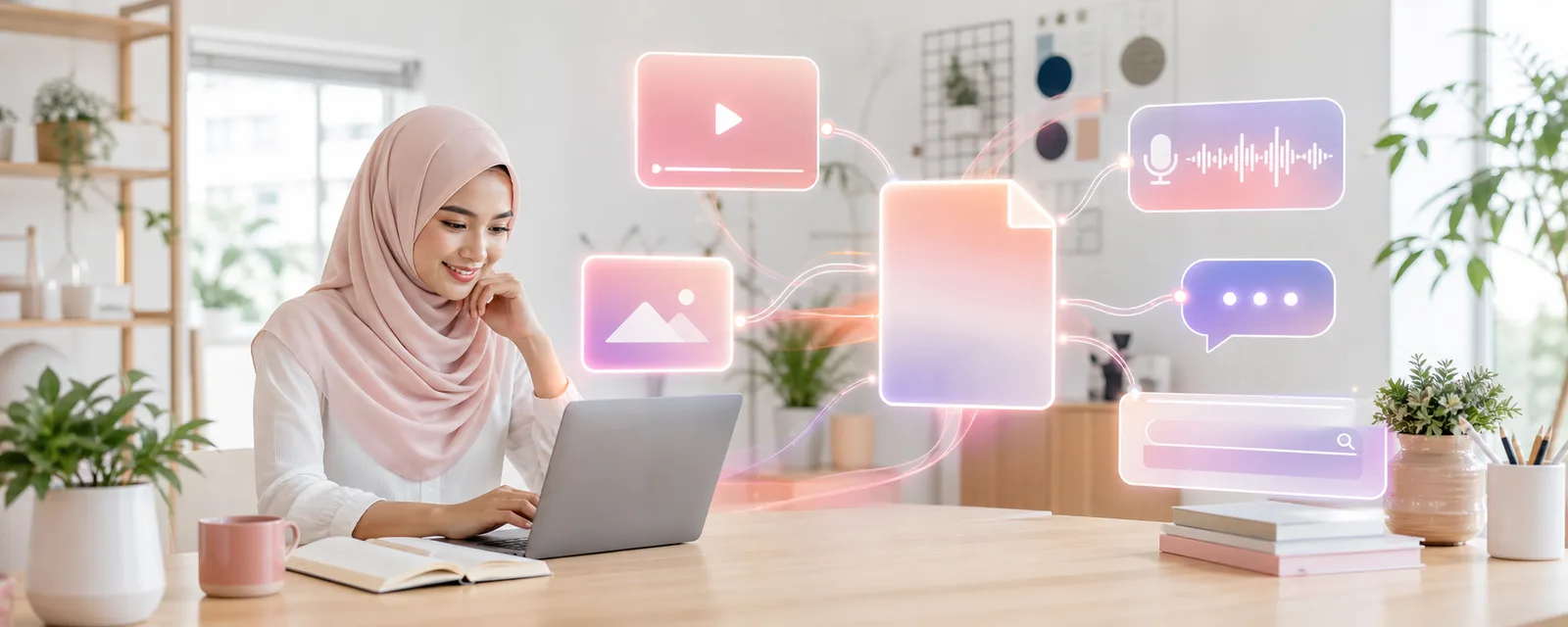 SEO content marketing Malaysia: writer creating article, video and media content built to rank and be quoted by AI