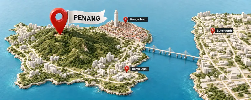 SEO Penang: 3D map with location pin